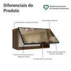 Armário Aéreo de Cozinha 1 Porta Basculante 60 cm Rustic/Preto Vidro Reflecta Bronze Vinil Madesa