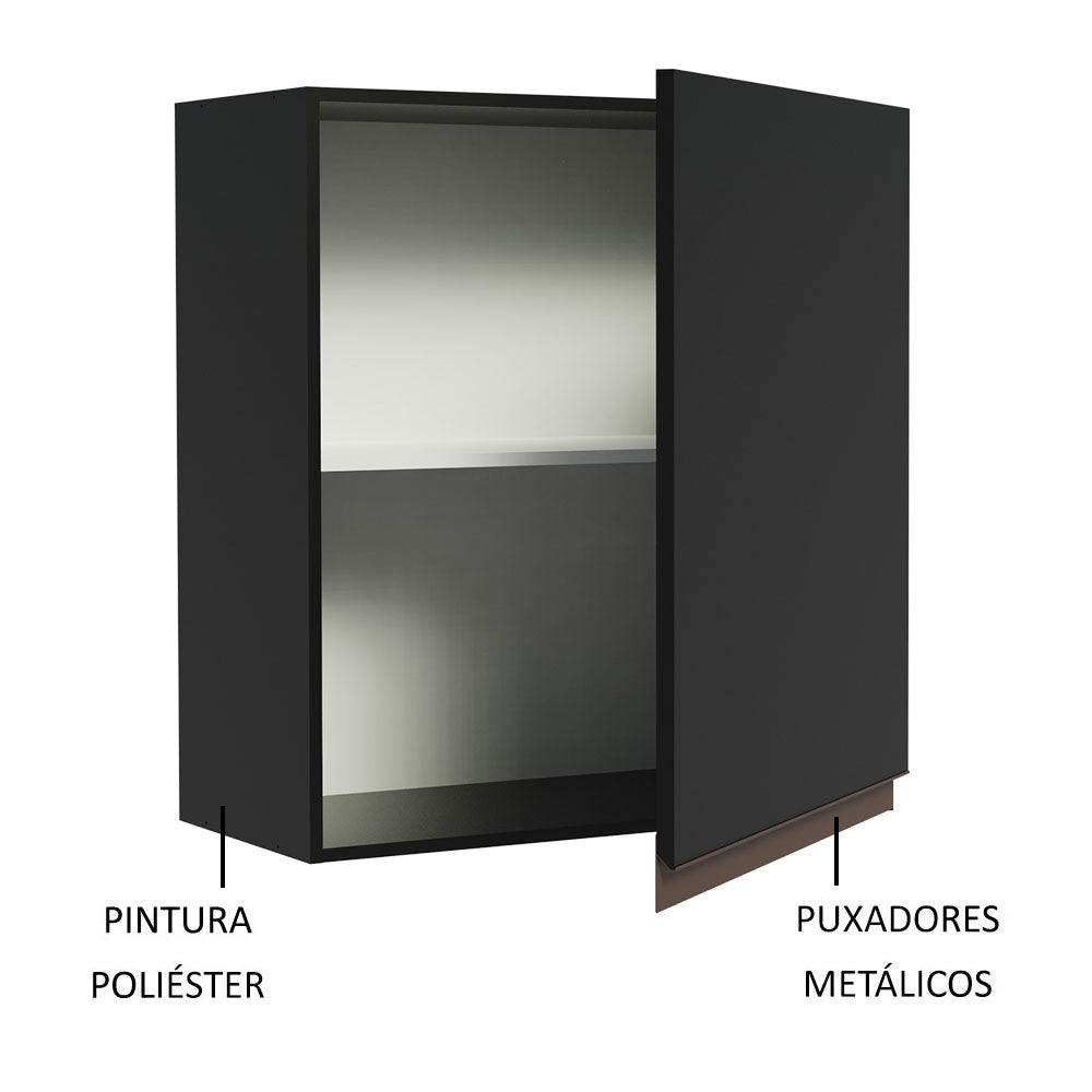 Armário Aéreo Madesa Reims 60 cm 1 Porta Preto