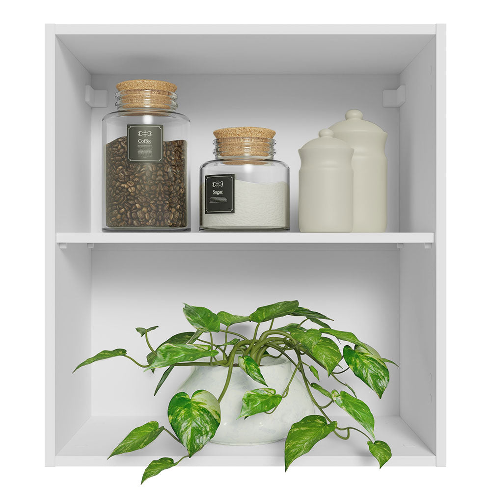 Armário Aéreo 60 cm com 2 Nichos Abertos para Cozinha Madesa Lux, Glamy, Agata, Stella Branco