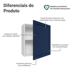 Armário Aéreo 60 cm 1 Porta Branco/Azul Vik Madesa
