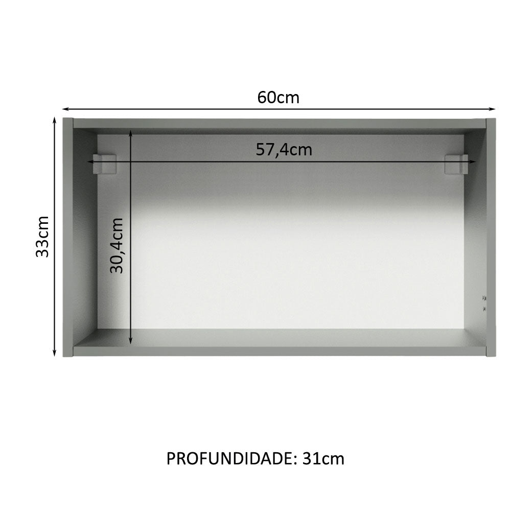 Armário Aéreo 60 cm 1 Porta Basculante Cinza Nice Madesa