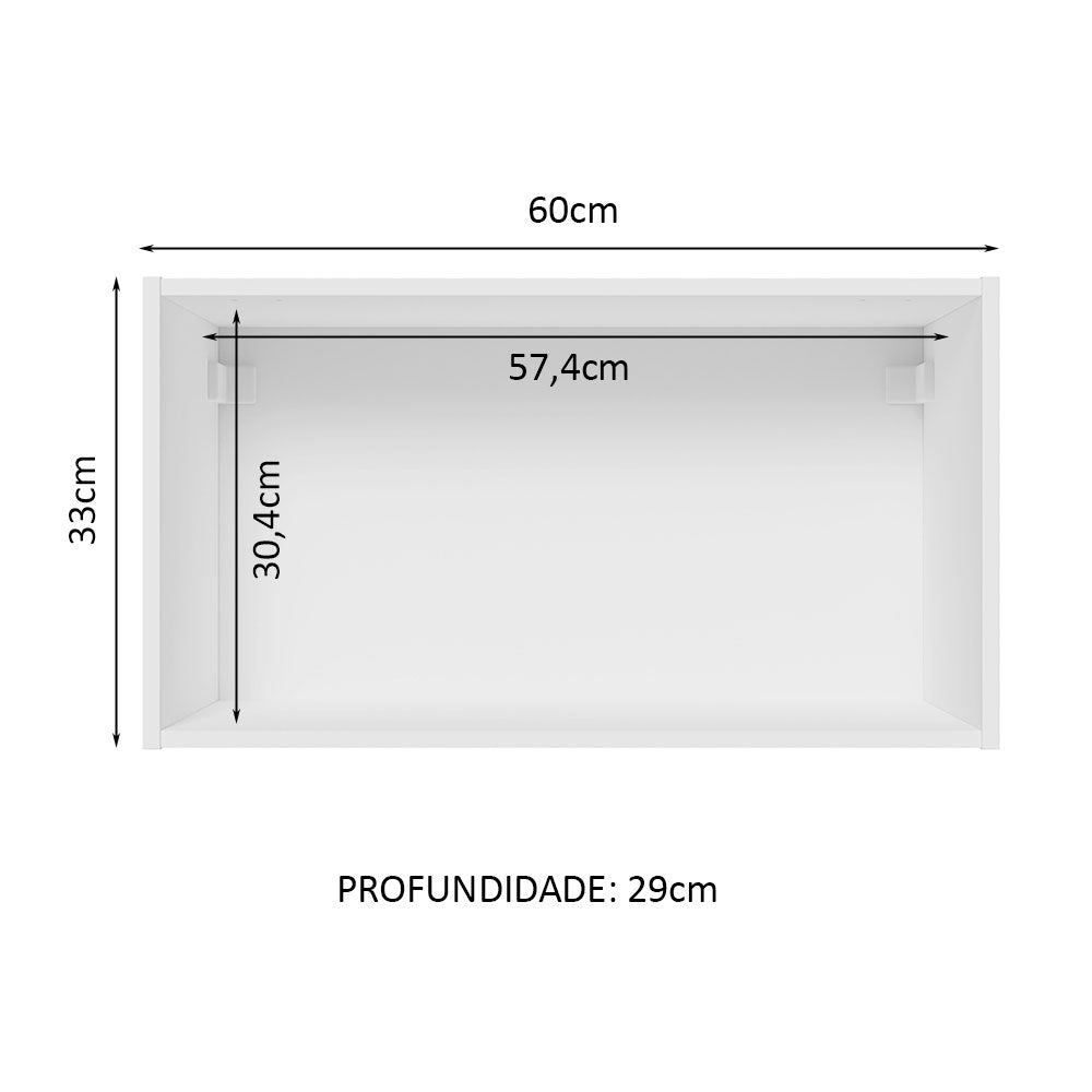 Armário Aéreo 100% MDF 60 cm 1 Porta Basculante Branco/Crema Smart Madesa