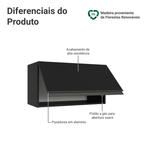 Armário Aéreo 60 cm 1 Porta Basculante Preto Nice Madesa