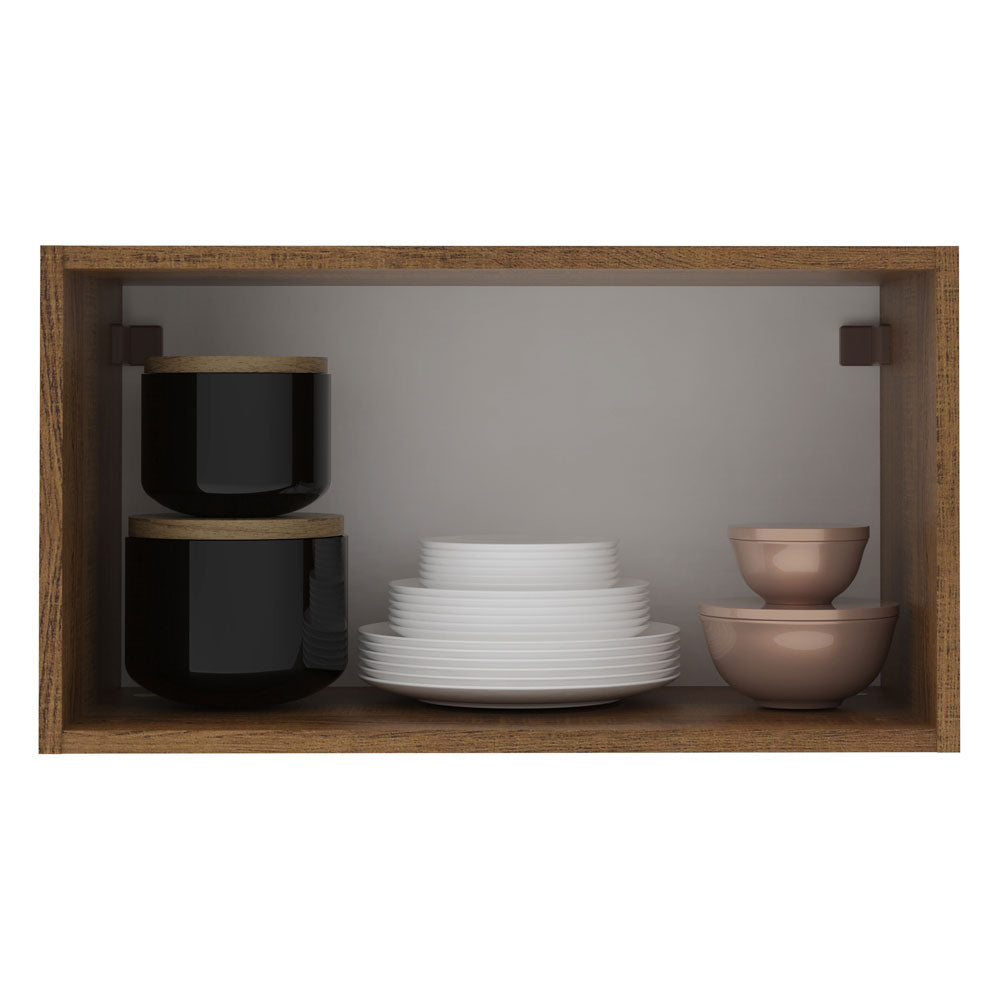 Armário Aéreo Madesa Lux 60 cm 1 Porta Basculante Rustic/Cinza