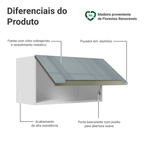 Armário Aéreo Madesa Lux 60 cm 1 Porta Basculante Branco/Cinza
