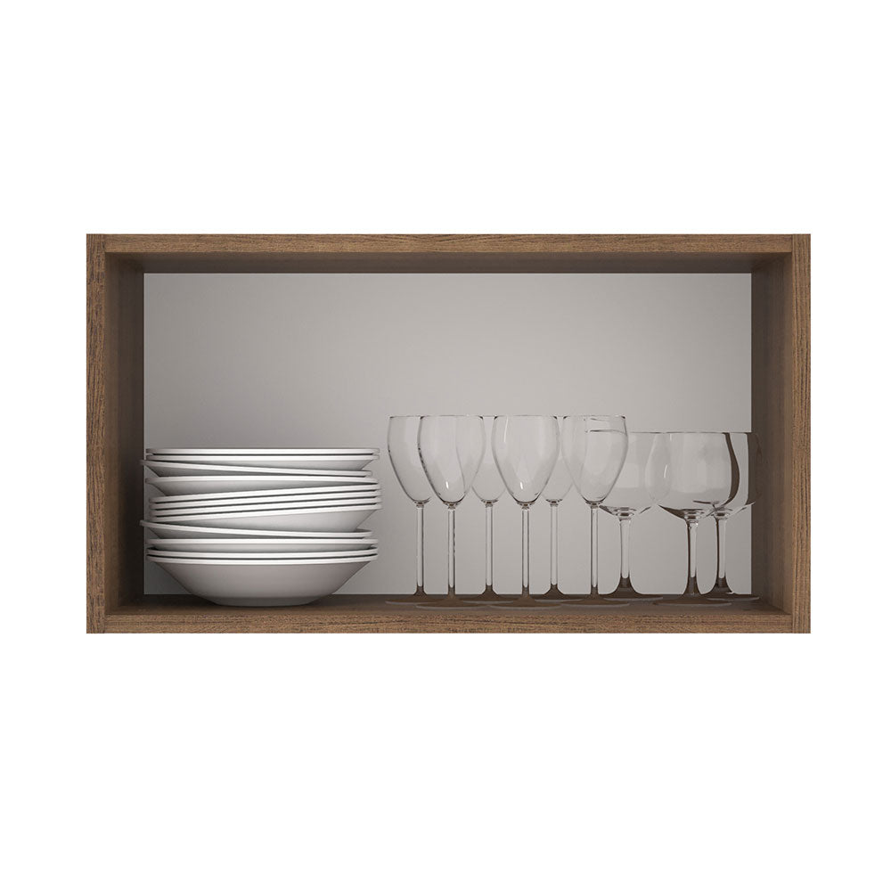 Armário Aéreo Madesa Lux 60 cm 1 Porta Basculante Rustic/Branco Veludo