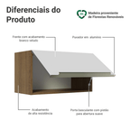 Armário Aéreo Madesa Lux 60 cm 1 Porta Basculante Rustic/Branco Veludo
