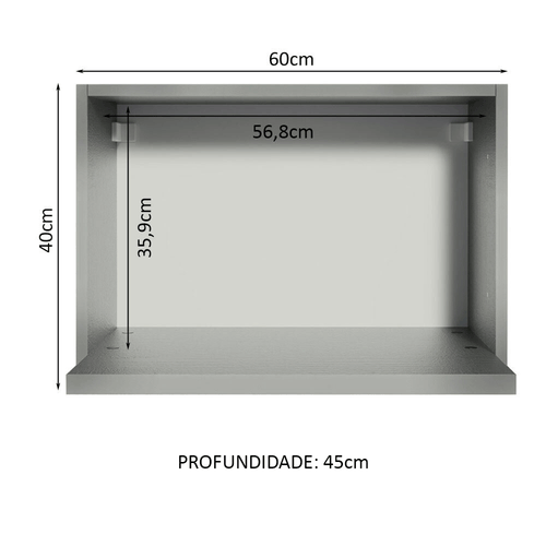 Armário Aéreo 60 cm Nicho para Microondas e Forno Elétrico Cinza Nice Madesa
