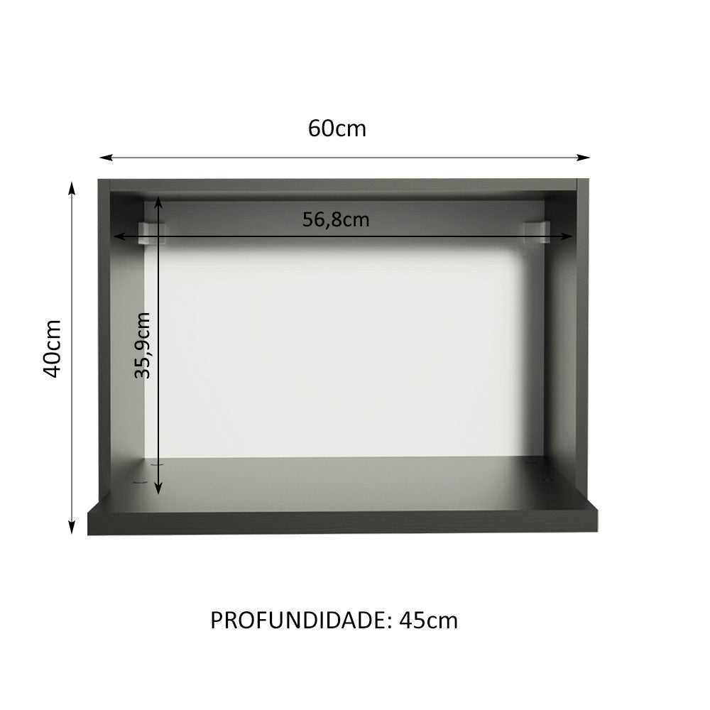 Armário Aéreo 60 cm Nicho para Microondas/Forno Elétrico Preto Madesa