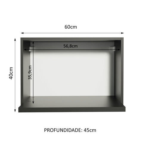Armário Aéreo 60 cm Nicho para Microondas/Forno Elétrico Preto Madesa