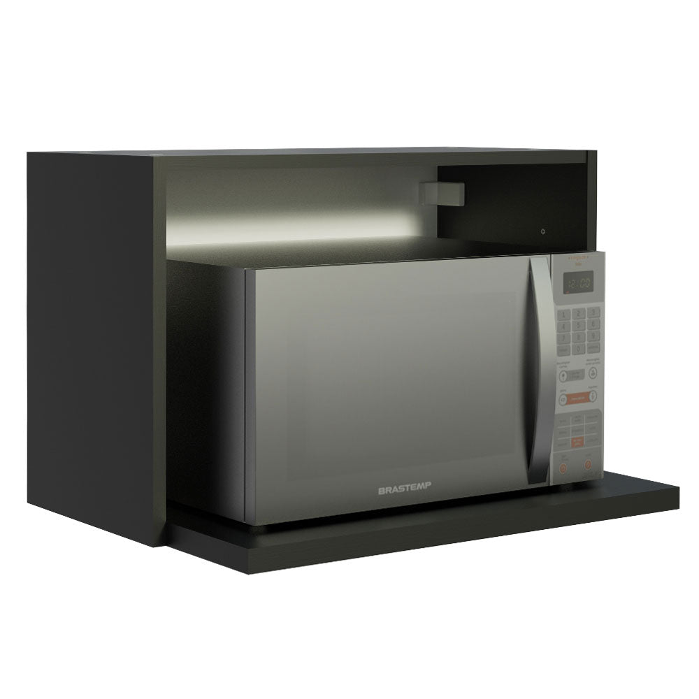 Armário Aéreo 60 cm Nicho para Microondas/Forno Elétrico Preto Madesa