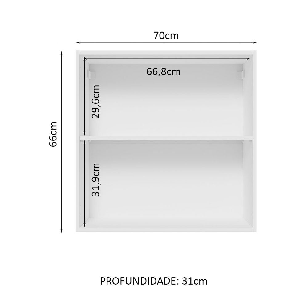 Armário Aéreo 70 cm 2 Portas Branco Glamy Madesa
