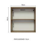 Armário Aéreo 70 cm 2 Portas Rustic/Branco Glamy Madesa