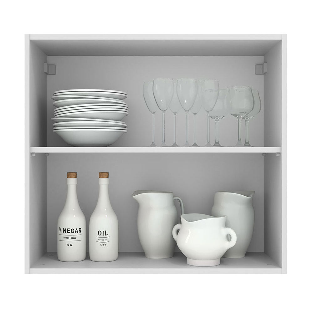 Armário Aéreo Madesa Agata 70 cm 2 Portas Branco/Preto