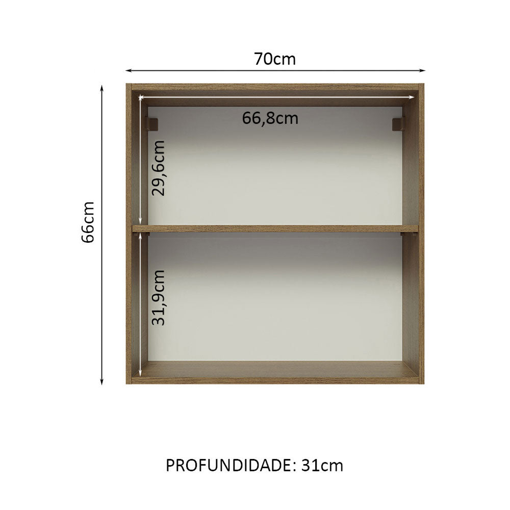 Armário Aéreo 70 cm 2 Portas Rustic/Preto Glamy Madesa