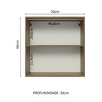 Armário Aéreo 70 cm 2 Portas Rustic/Preto Glamy Madesa