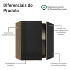 Armário Aéreo 70 cm 2 Portas Rustic/Preto Lux Madesa