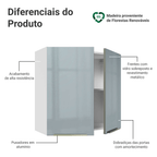 Armário Aéreo 70 cm 2 Portas Branco/Cinza Lux Madesa