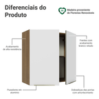 Armário Aéreo 70 cm 2 Portas Rustic/Branco Veludo Lux Madesa