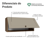 Armário Aéreo 70 cm 1 Porta Basculante Rustic/Crema Vik Madesa