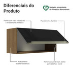 Armário Aéreo 70 cm 1 Porta Rustic/Preto Lux Madesa