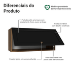 Armário Aéreo 70 cm 1 Porta Basculante Rustic/Preto Vik Madesa