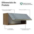 Armário Aéreo 70 cm 1 Porta Rustic/Cinza Lux Madesa