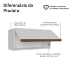 Armário Aéreo de Cozinha com 1 Porta Basculante 120 cm Branco Pieta Madesa