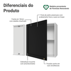 Armário Aéreo de Canto 1 Porta Branco/Preto Vik Madesa