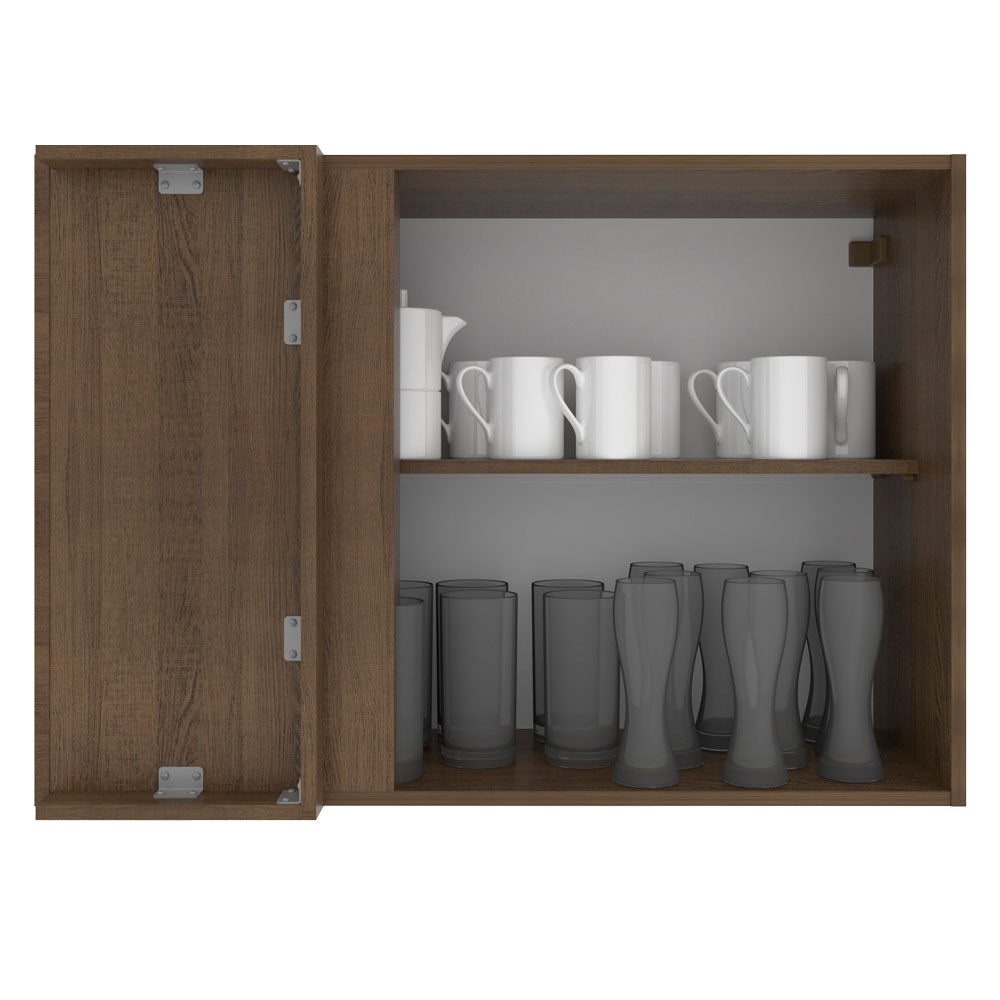 Armário Aéreo de Canto Madesa Glamy 1 Porta Rustic/Preto