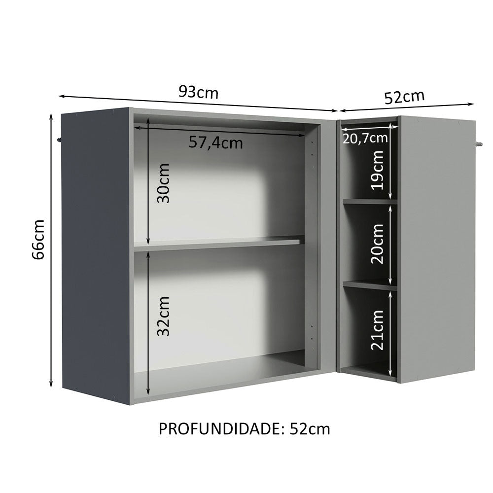 Armário Aéreo de Canto 1 Porta e Adega Cinza Nice Madesa