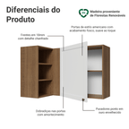Armário Aéreo de Canto Para Linha 60 cm de Profundidade Rustic/Branco Vik Madesa