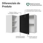 Armário Aéreo de Canto Para Linha 60 cm de Profundidade Branco/Preto Vik Madesa