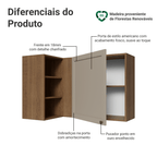 Armário Aéreo de Canto Para Linha 60 cm de Profundidade Rustic/Crema Vik Madesa
