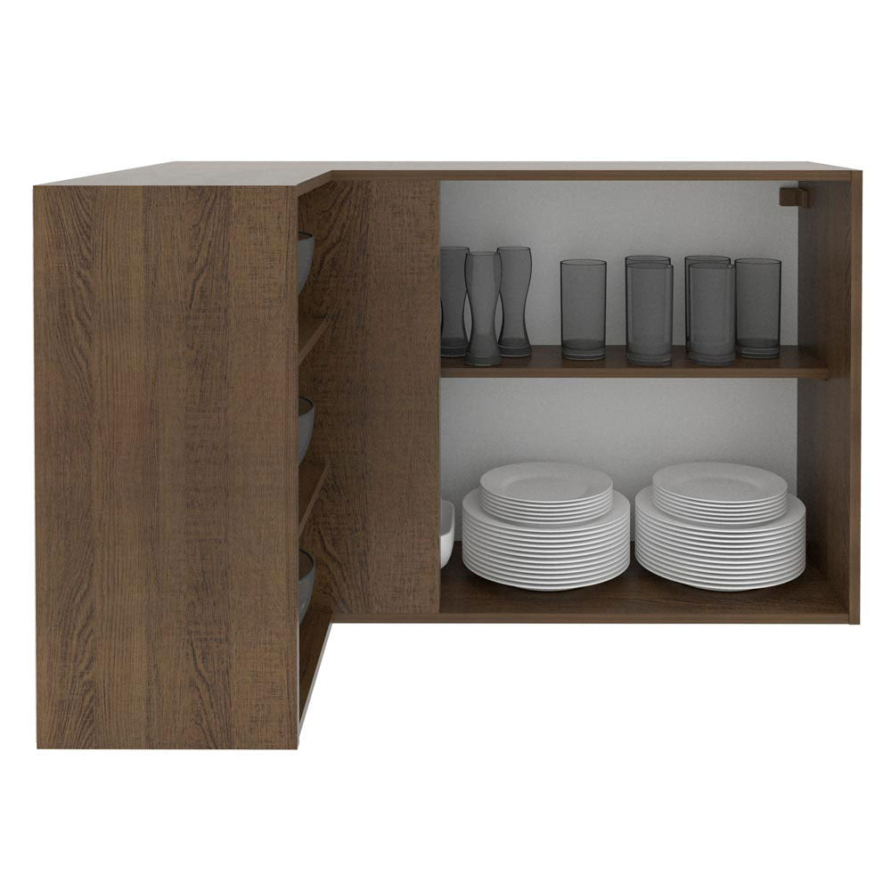 Armário Aéreo de Canto Madesa Glamy 1 Porta para linha de 60 cm de profundidade Rustic/Preto