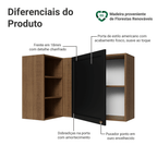 Armário Aéreo de Canto Para Linha 60 cm de Profundidade Rustic/Preto Vik Madesa
