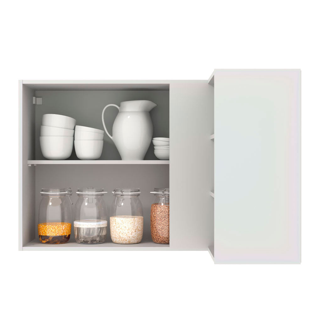 Armário Aéreo de Canto Madesa Glamy 1 Porta para linha de 60 cm de profundidade Branco/Rustic