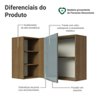 Armário Aéreo de Canto com Adega Acoplada Madesa Lux 1 Porta Rustic/Cinza