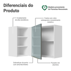 Armário Aéreo de Canto com Adega Acoplada Madesa Lux 1 Porta Branco/Cinza