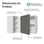 Armário Aéreo de Canto Para Linha 60 cm de Profundidade Branco/Cinza Vik Madesa