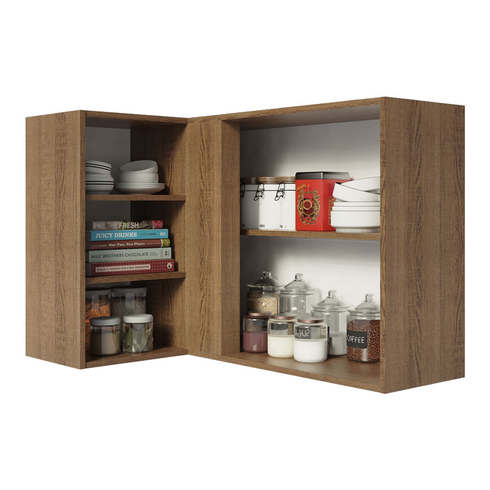 Armário Aéreo de Canto Madesa Agata 1 Porta para linha de 60 cm de profundidade Rustic/Cinza