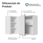 Armário Aéreo de Canto com Adega Acoplada Madesa Lux 1 Porta Branco/Branco Veludo