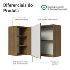 Armário Aéreo de Canto com Adega Acoplada Madesa Lux 1 Porta Rustic/Branco Veludo