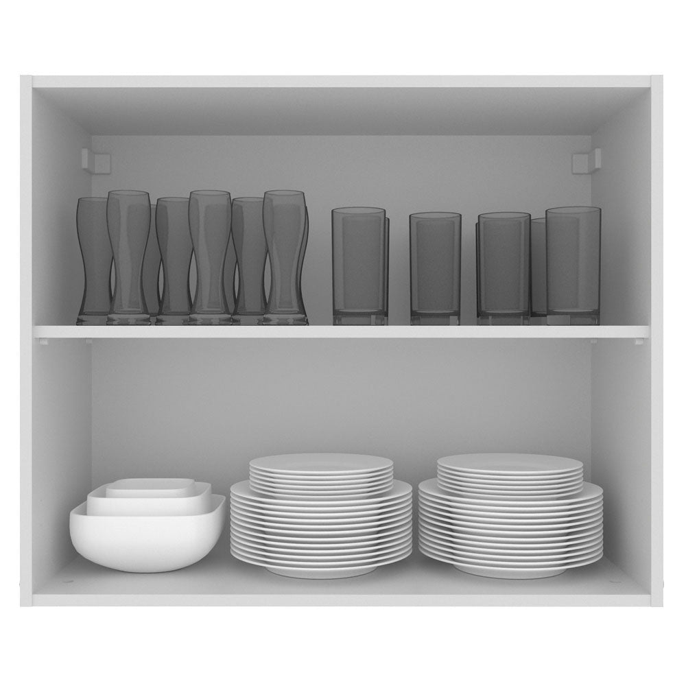 Armário Aéreo Madesa Acordes 100% MDF 80 cm 2 Portas Branco Brilho