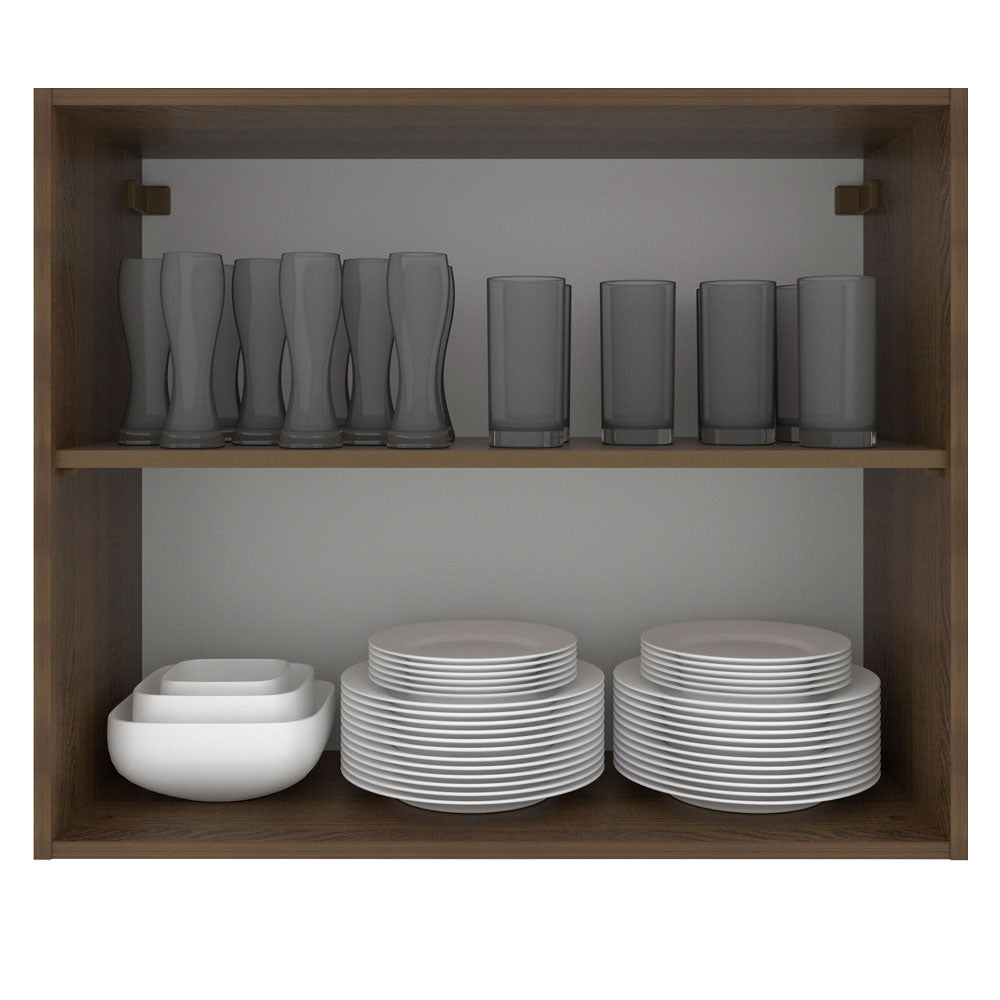 Armário Aéreo Madesa Stella 80 cm 2 Portas Rustic/Branco