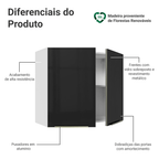 Armário Aéreo Madesa Lux 80 cm 2 Portas Branco/Preto