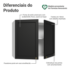 Armário Aéreo 80 cm 2 Portas Branco/Preto Vik Madesa