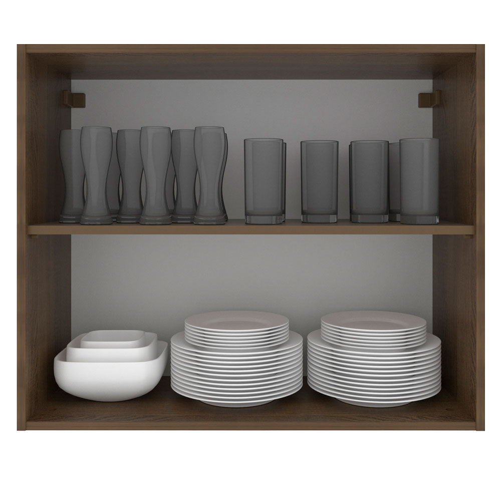 Armário Aéreo Madesa Glamy 80 cm 2 Portas Rustic/Preto