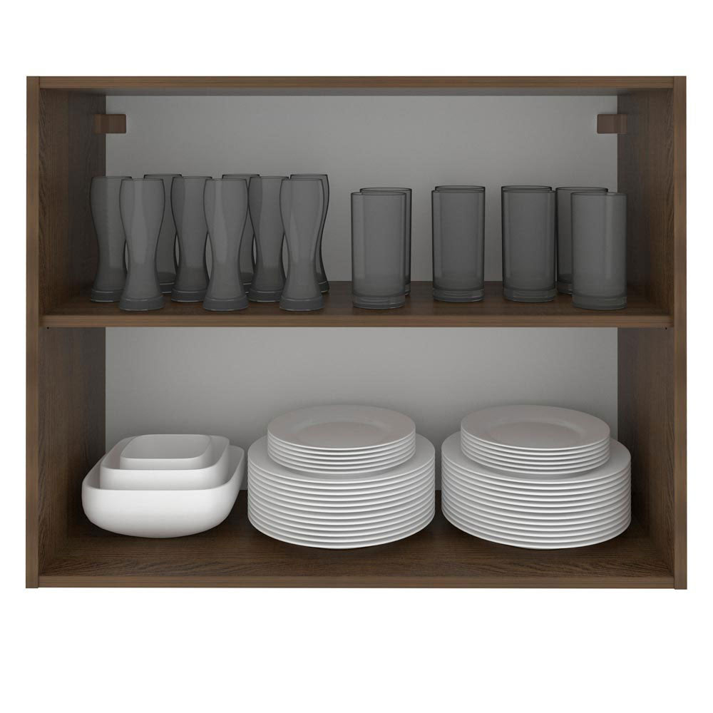 Armário Aéreo Madesa Lux 80 cm 2 Portas Rustic/Preto