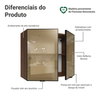 Armário Aéreo de Cozinha 2 Portas 80 cm Rustic/Preto Vidro Reflecta Bronze Vinil Madesa